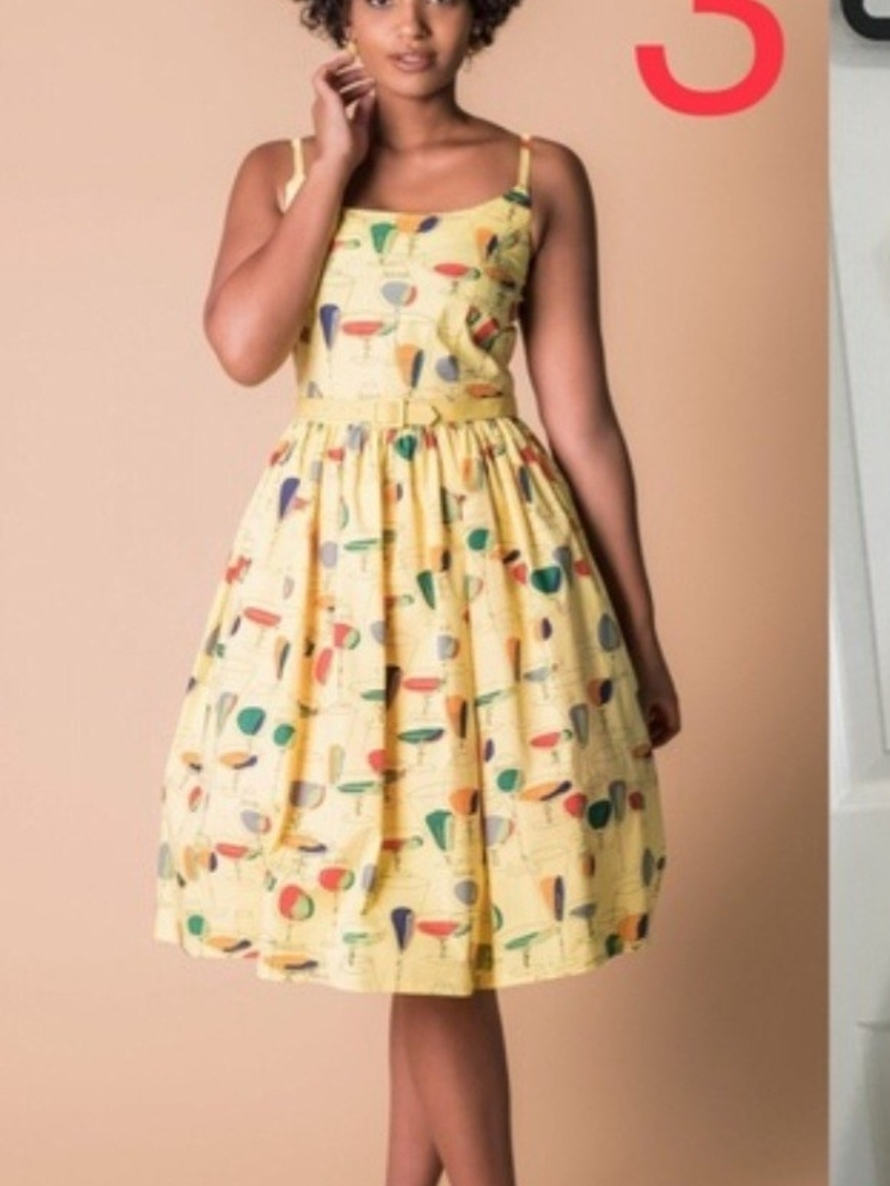 Tatyana Yellow Cocktail-Print Sundress